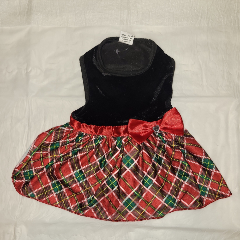 Plaid Dog Dress with Bow
